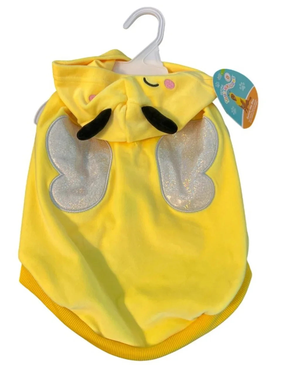 Sunny Bee Squishmallows Dog Hoodie Sweatshirt Costume Glitter Wings Sz Small NWT
